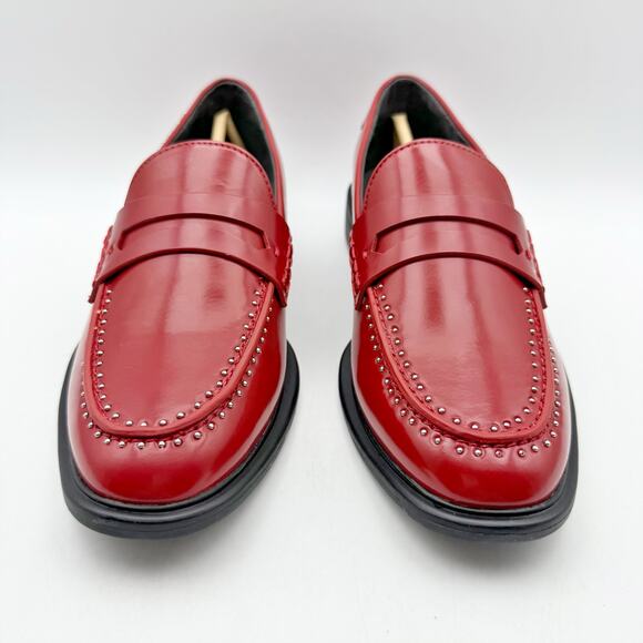 Franco Sarto Womens Eden Studded Loafers US 7 M EU 37 Red Slip On NWOB - Picture 6 of 12